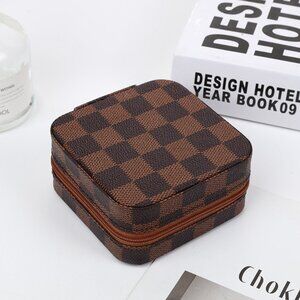 NEW Mini Jewellery Mini Travel Case | Brown Checkered